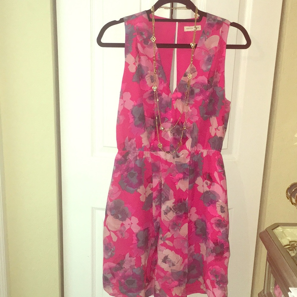 Rebecca Taylor fuchsia floral pleated dress